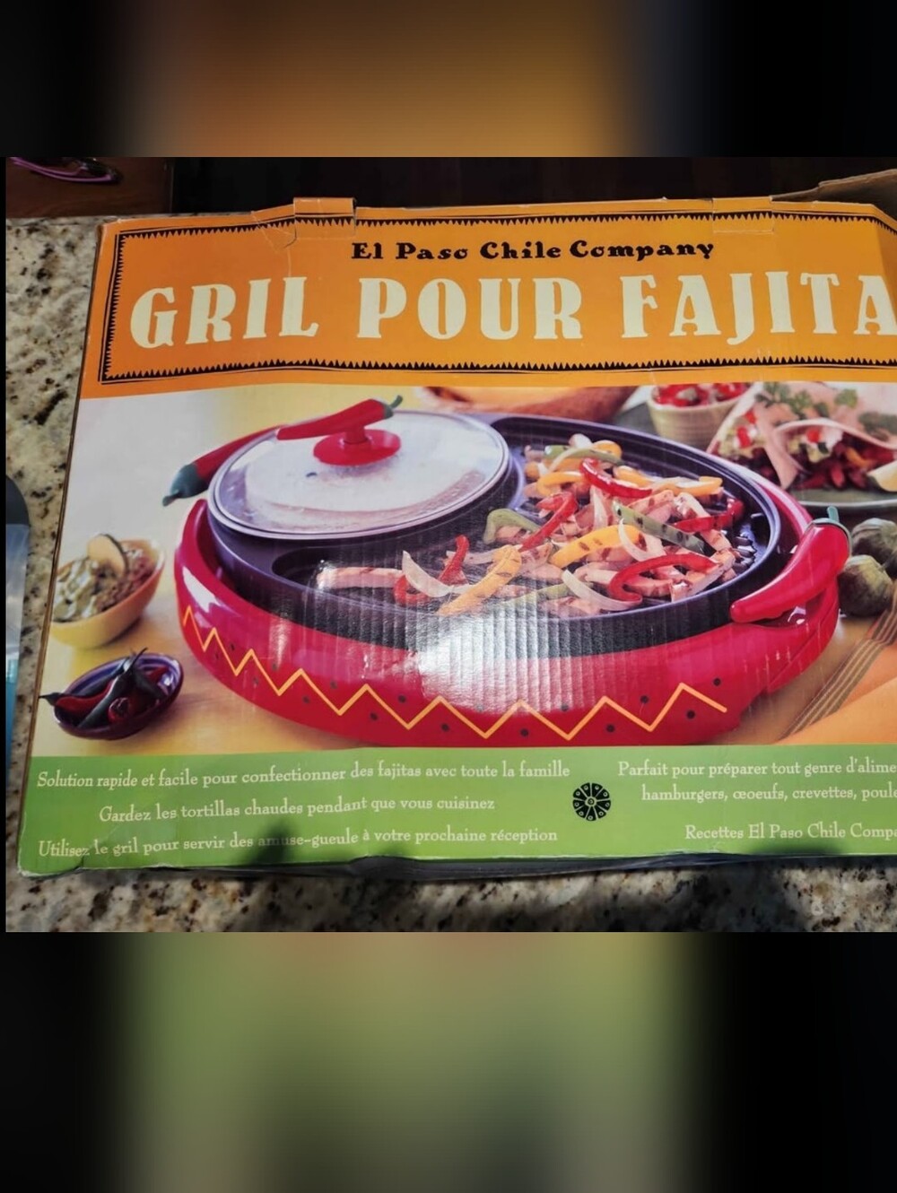 Red Electric Fajita Grill with Glass Lid